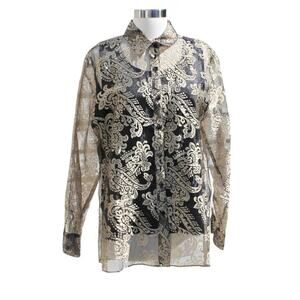 New York City Design Co Women's Blouse Edwardian Whimsigoth Paisley Size L